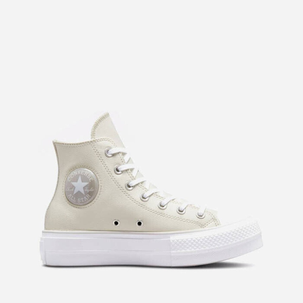 Converse All Star Lift Hi Top Platform Leather Bone Grey White Women's Size 9.5